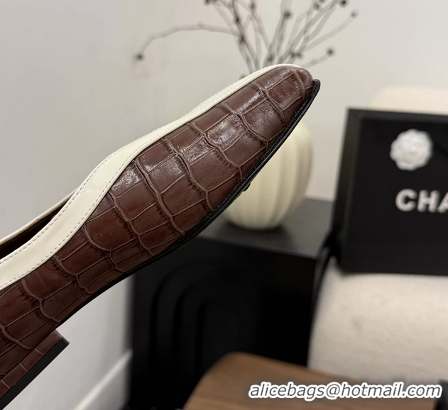 Fashion Chanel Brown Crocodile Embossed Calfskin Leather Flat Shoes 6052001
