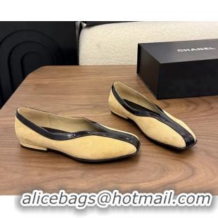 Trendy Design Chanel Beige Suede Leather Flat Shoes 6052001