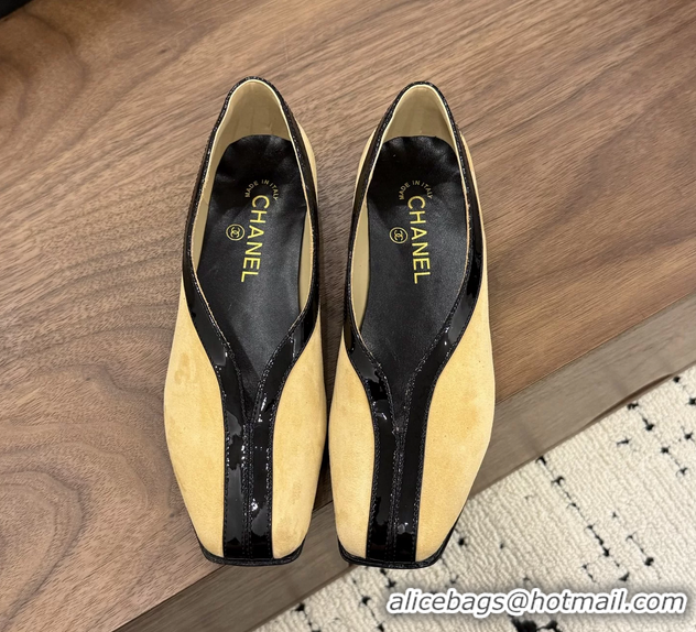 Trendy Design Chanel Beige Suede Leather Flat Shoes 6052001