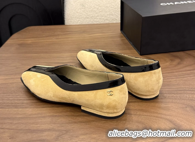Trendy Design Chanel Beige Suede Leather Flat Shoes 6052001