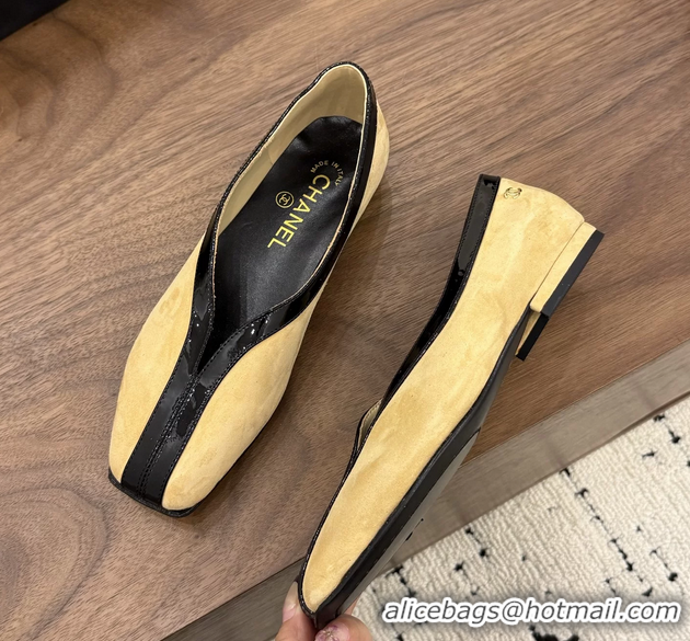 Trendy Design Chanel Beige Suede Leather Flat Shoes 6052001