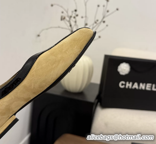 Trendy Design Chanel Beige Suede Leather Flat Shoes 6052001
