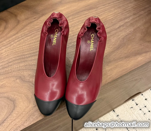 Cheapest Chanel Red Black Calfskin Leather Pumps Shoes 6052002