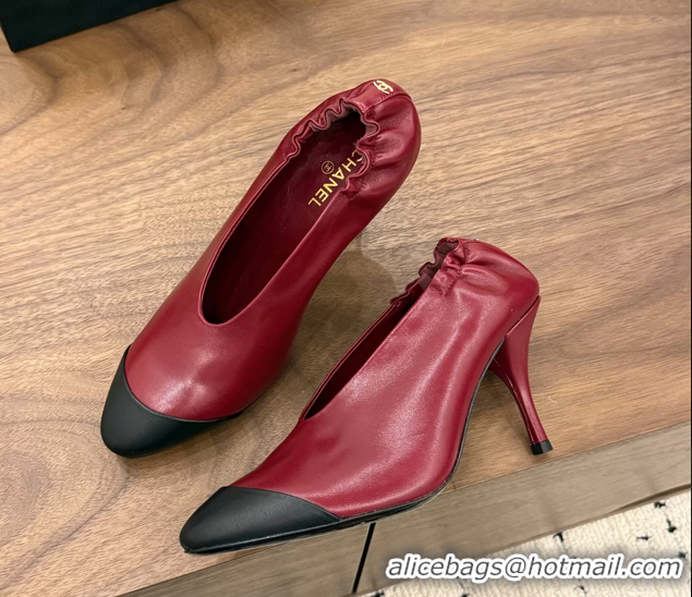 Cheapest Chanel Red Black Calfskin Leather Pumps Shoes 6052002