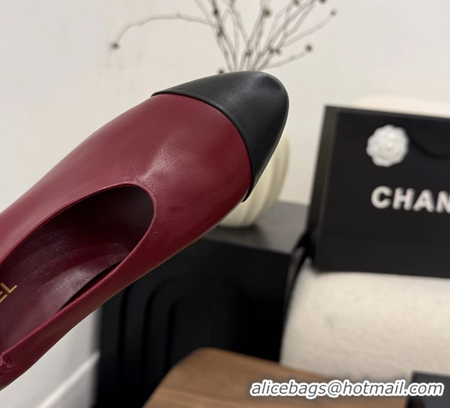 Cheapest Chanel Red Black Calfskin Leather Pumps Shoes 6052002