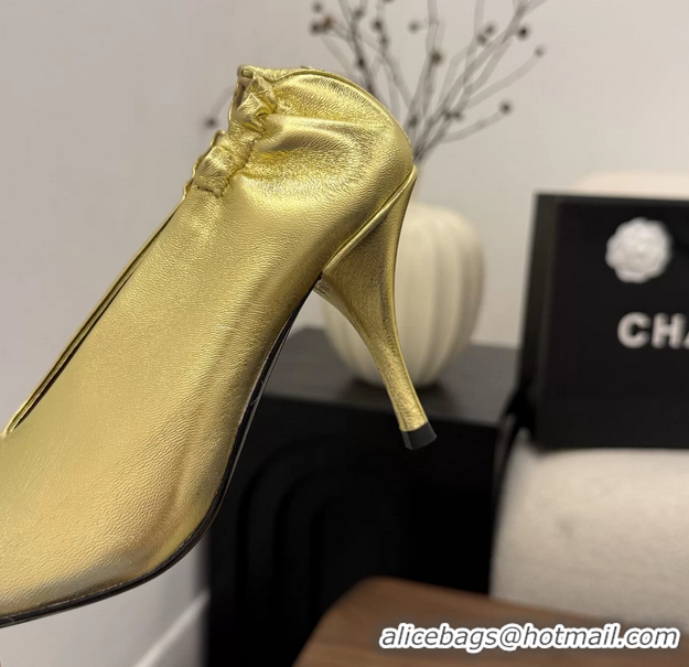 Buy Discount Chanel Gold Silver Metallic Calfskin Leather Pumps Shoes 6052002