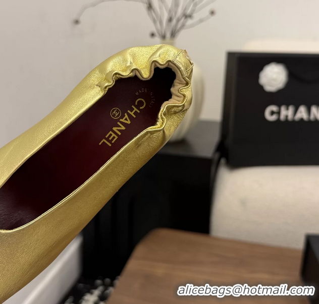 Buy Discount Chanel Gold Silver Metallic Calfskin Leather Pumps Shoes 6052002