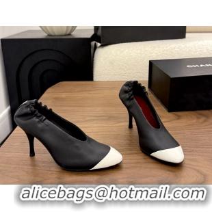 Classic Chanel Black White Calfskin Leather Pumps Shoes 6052002
