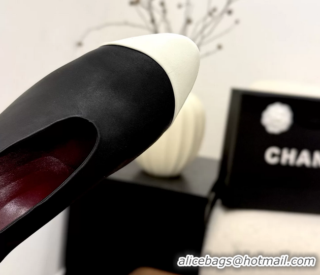Classic Chanel Black White Calfskin Leather Pumps Shoes 6052002