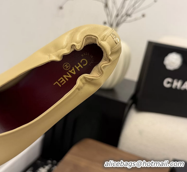 Generous Chanel Beige White Calfskin Leather Pumps Shoes 6052002