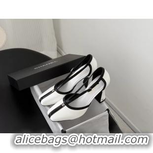 Luxurious Chanel CC T Strap White Black Leather Pumps 6052004