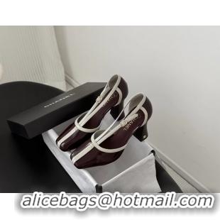 Best Product Chanel CC T Strap Burgundy Patent Leather Pumps 6052004