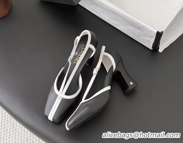 Best Price Chanel CC T Strap Black Calfskin Leather Pumps 6052004