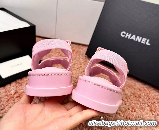 Feminine Chanel CC Dad Pink Leather Platform Sandals 6052101