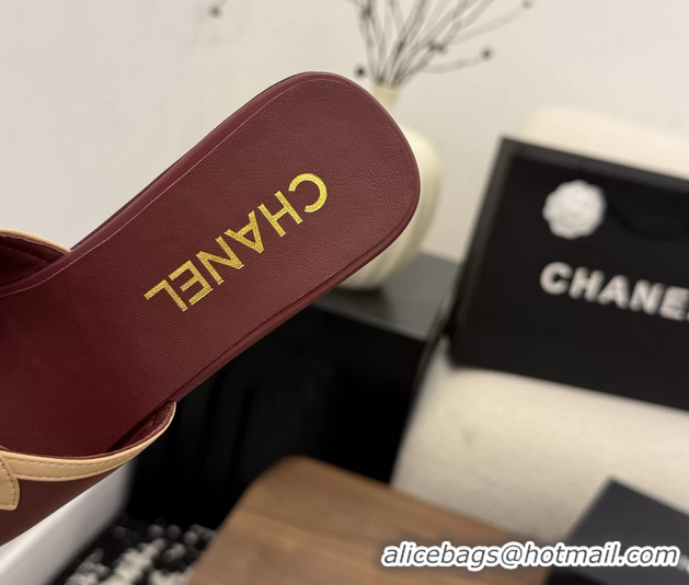 Shop Duplicate Chanel CC Logo Red Leather Platform Mules Sandals 6052103