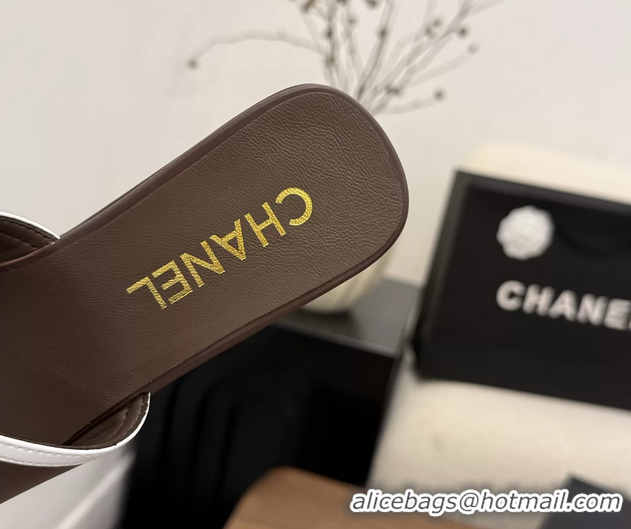 Lowest Cost Chanel CC Logo Gray Leather Platform Mules Sandals 6052103 
