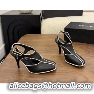 Luxury Chanel Black Calfskin Leather Slingback Pumps 90MM 6052105
