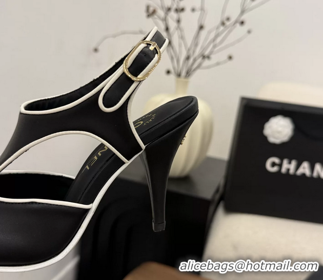 Luxury Chanel Black Calfskin Leather Slingback Pumps 90MM 6052105