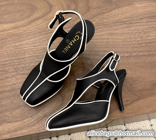 Luxury Chanel Black Calfskin Leather Slingback Pumps 90MM 6052105