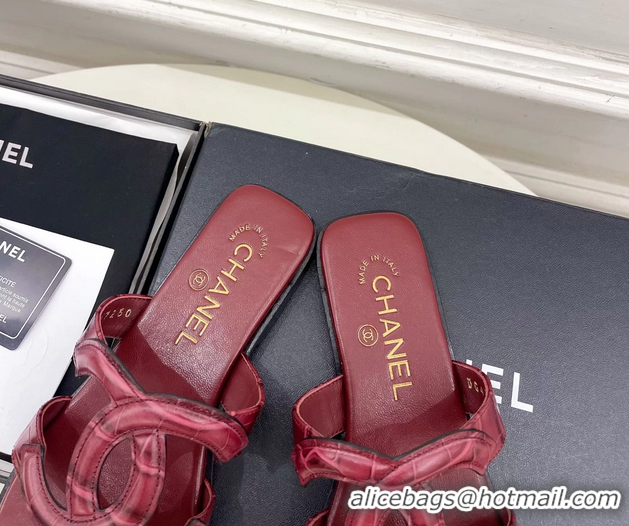 Unique Discount Chanel Large CC Logo Red Leather Flat Thong Sandals 6052106 