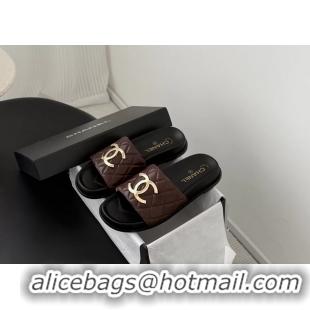 Hot Style Chanel CC Logo Red Leather Flat Slides Sandals 6052108