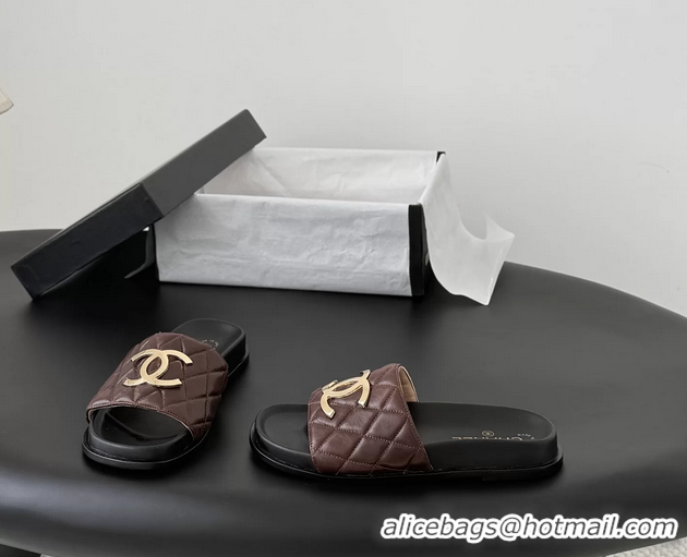 Hot Style Chanel CC Logo Red Leather Flat Slides Sandals 6052108