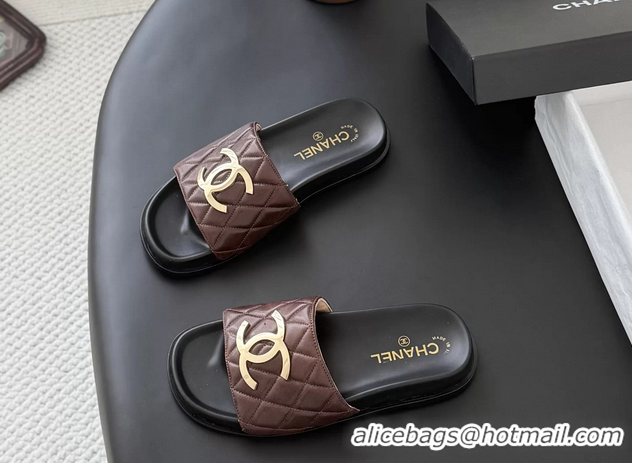 Hot Style Chanel CC Logo Red Leather Flat Slides Sandals 6052108