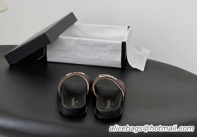 Hot Style Chanel CC Logo Red Leather Flat Slides Sandals 6052108