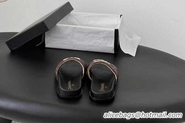 Hot Style Chanel CC Logo Red Leather Flat Slides Sandals 6052108