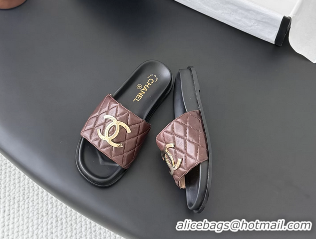 Hot Style Chanel CC Logo Red Leather Flat Slides Sandals 6052108