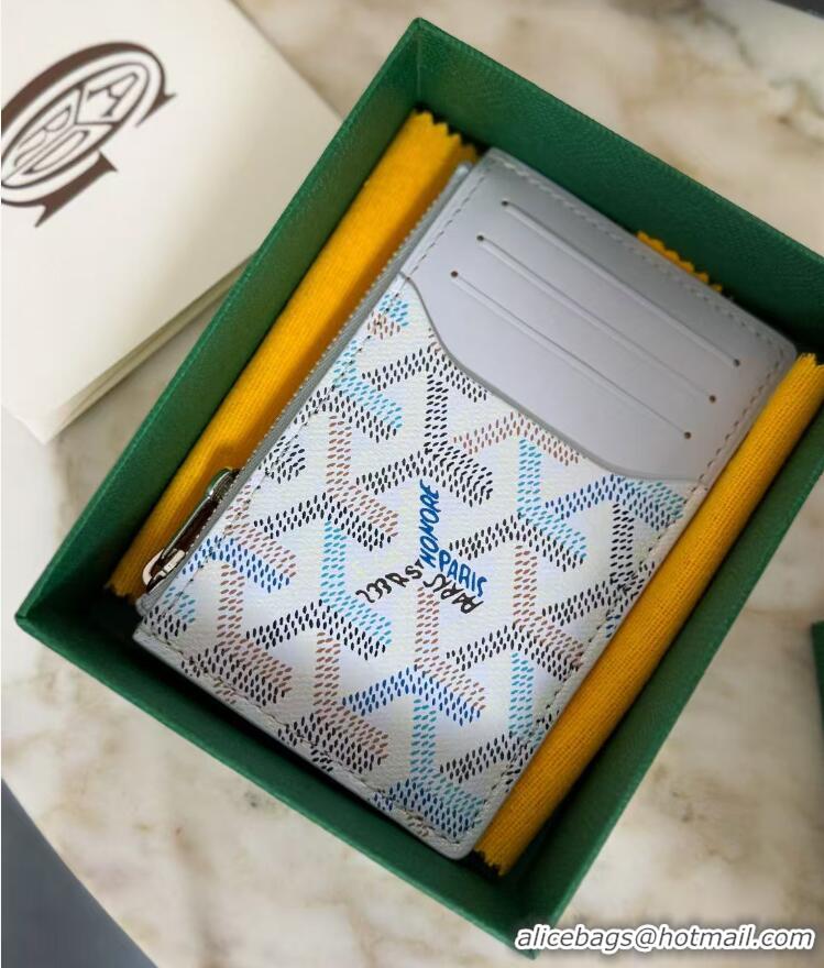 Discount Goyard Bourbon Zipped Card holder Wallet GY3321 Multicolored Polar Blue 2025