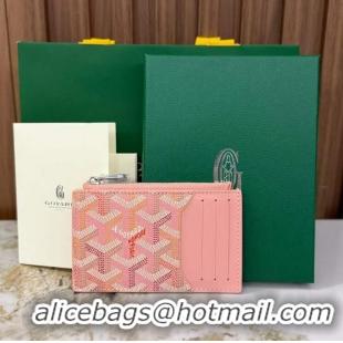 Top Quality Goyard Bourbon Zipped Card holder Wallet GY3321 Multicolored Powder Pink 2025