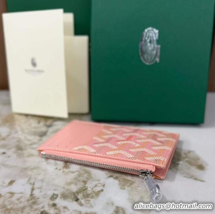 Top Quality Goyard Bourbon Zipped Card holder Wallet GY3321 Multicolored Powder Pink 2025
