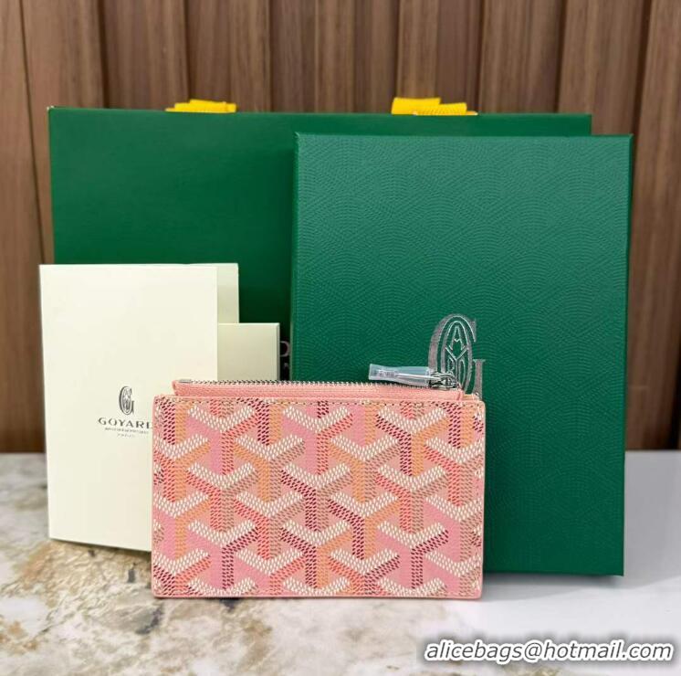 Top Quality Goyard Bourbon Zipped Card holder Wallet GY3321 Multicolored Powder Pink 2025