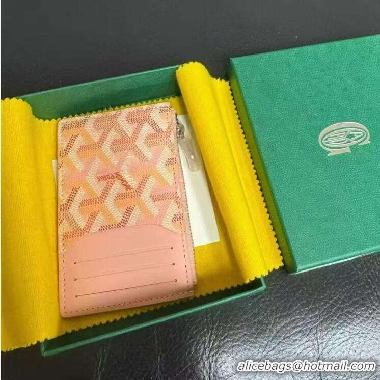 Top Quality Goyard Bourbon Zipped Card holder Wallet GY3321 Multicolored Powder Pink 2025