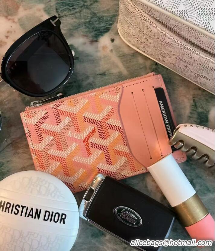 Top Quality Goyard Bourbon Zipped Card holder Wallet GY3321 Multicolored Powder Pink 2025
