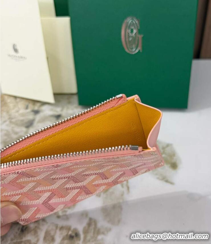 Top Quality Goyard Bourbon Zipped Card holder Wallet GY3321 Multicolored Powder Pink 2025