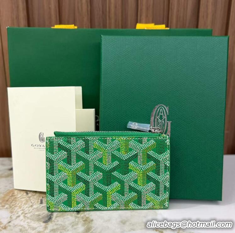 Big Discount Goyard Bourbon Zipped Card holder Wallet GY3321 Multicolored Meadow Green 2025
