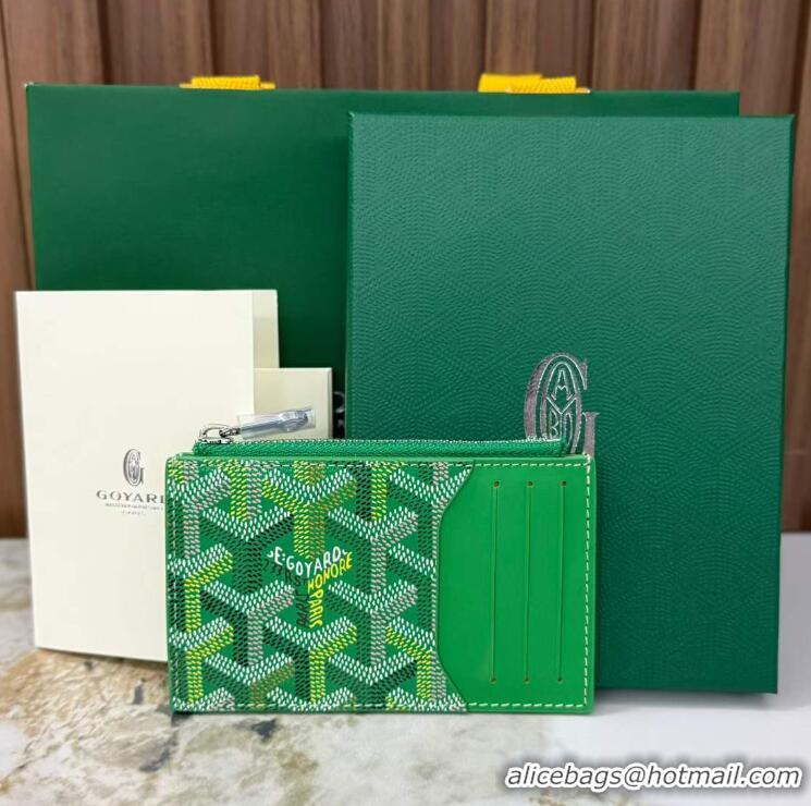 Big Discount Goyard Bourbon Zipped Card holder Wallet GY3321 Multicolored Meadow Green 2025