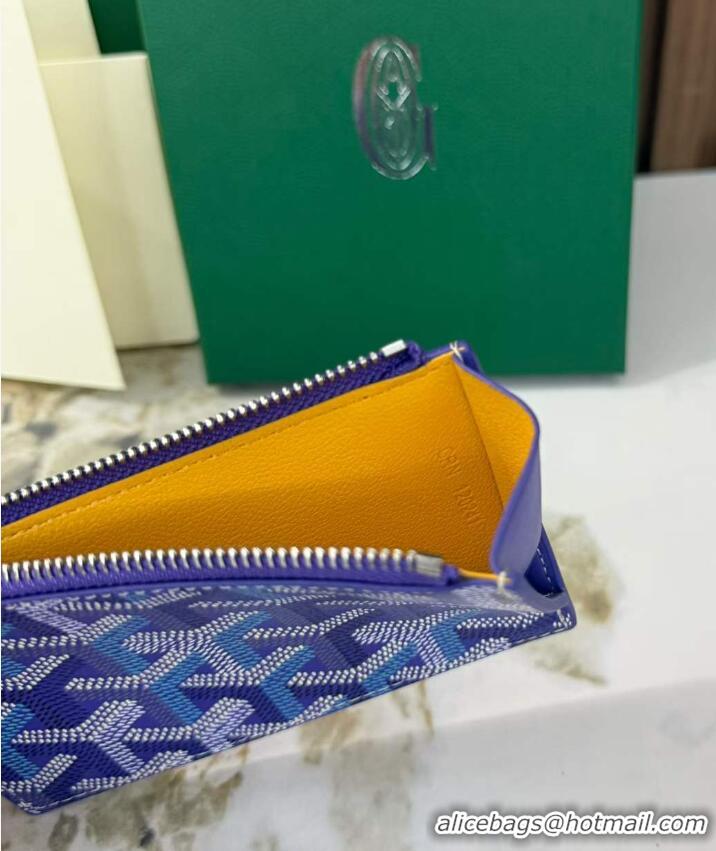 Most Popular Goyard Bourbon Zipped Card holder Wallet GY3321 Multicolored Blueberry Purple 2025