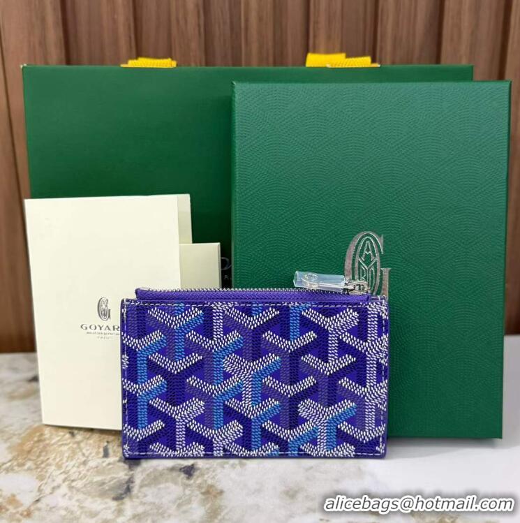 Most Popular Goyard Bourbon Zipped Card holder Wallet GY3321 Multicolored Blueberry Purple 2025