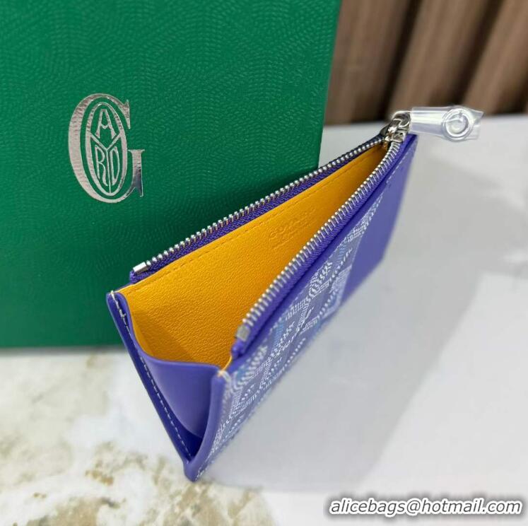 Most Popular Goyard Bourbon Zipped Card holder Wallet GY3321 Multicolored Blueberry Purple 2025