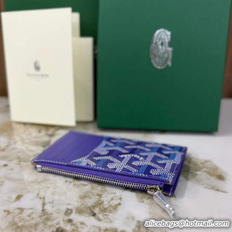 Most Popular Goyard Bourbon Zipped Card holder Wallet GY3321 Multicolored Blueberry Purple 2025