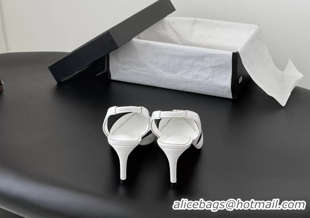 Fashion Chanel CC Logo White Leather Slingback Pumps 6052202