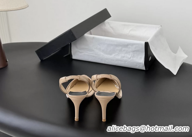 Buy Discount Chanel CC Logo Beige Mesh Slingback Pumps 6052202