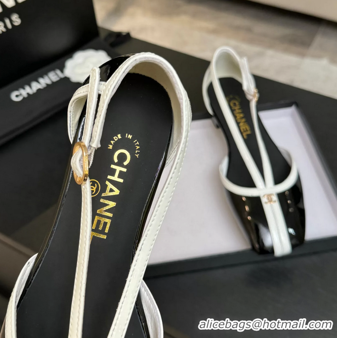 Low Price Chanel CC Logo Black Patent Leather T Strap Flat Shoes 6052204
