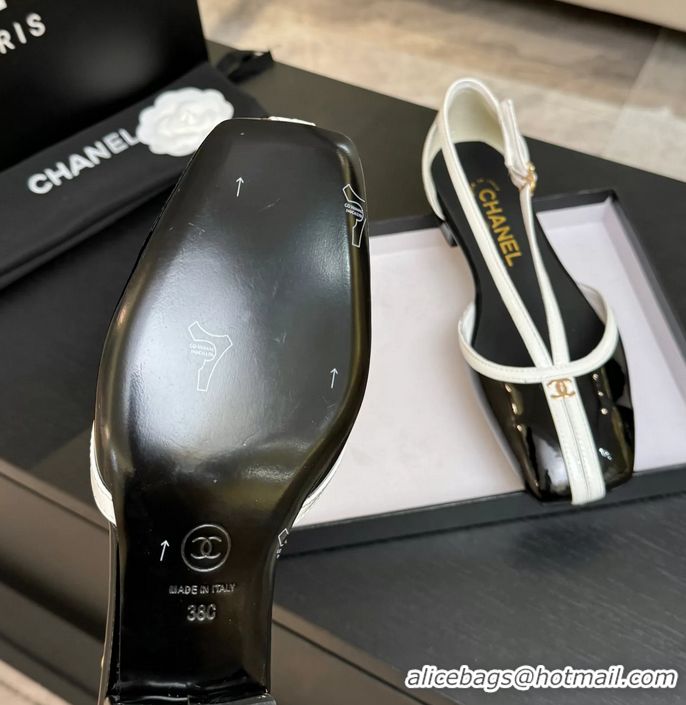 Low Price Chanel CC Logo Black Patent Leather T Strap Flat Shoes 6052204