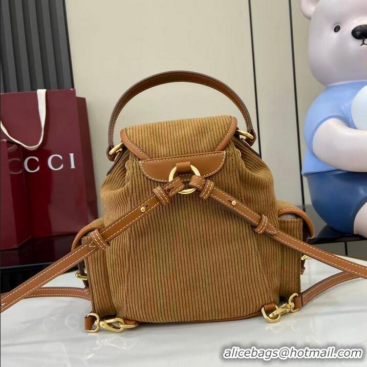 Inexpensive Miu Miu Medium Corduroy Cotton Backpack 5BZ043 Brown 2026