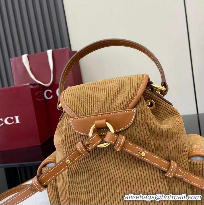 Inexpensive Miu Miu Medium Corduroy Cotton Backpack 5BZ043 Brown 2026