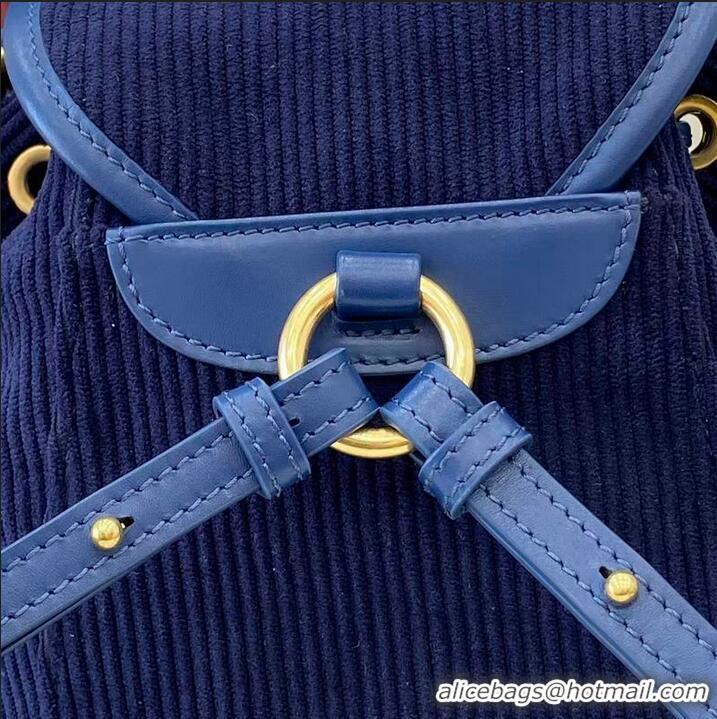 Grade Discount Miu Miu Medium Corduroy Cotton Backpack 5BZ043 Dark Blue 2026